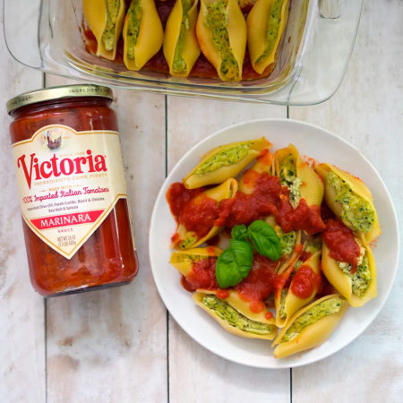 Image of Best Vegan Stuffed Shells with Victoria Marinara Sauce Recipe