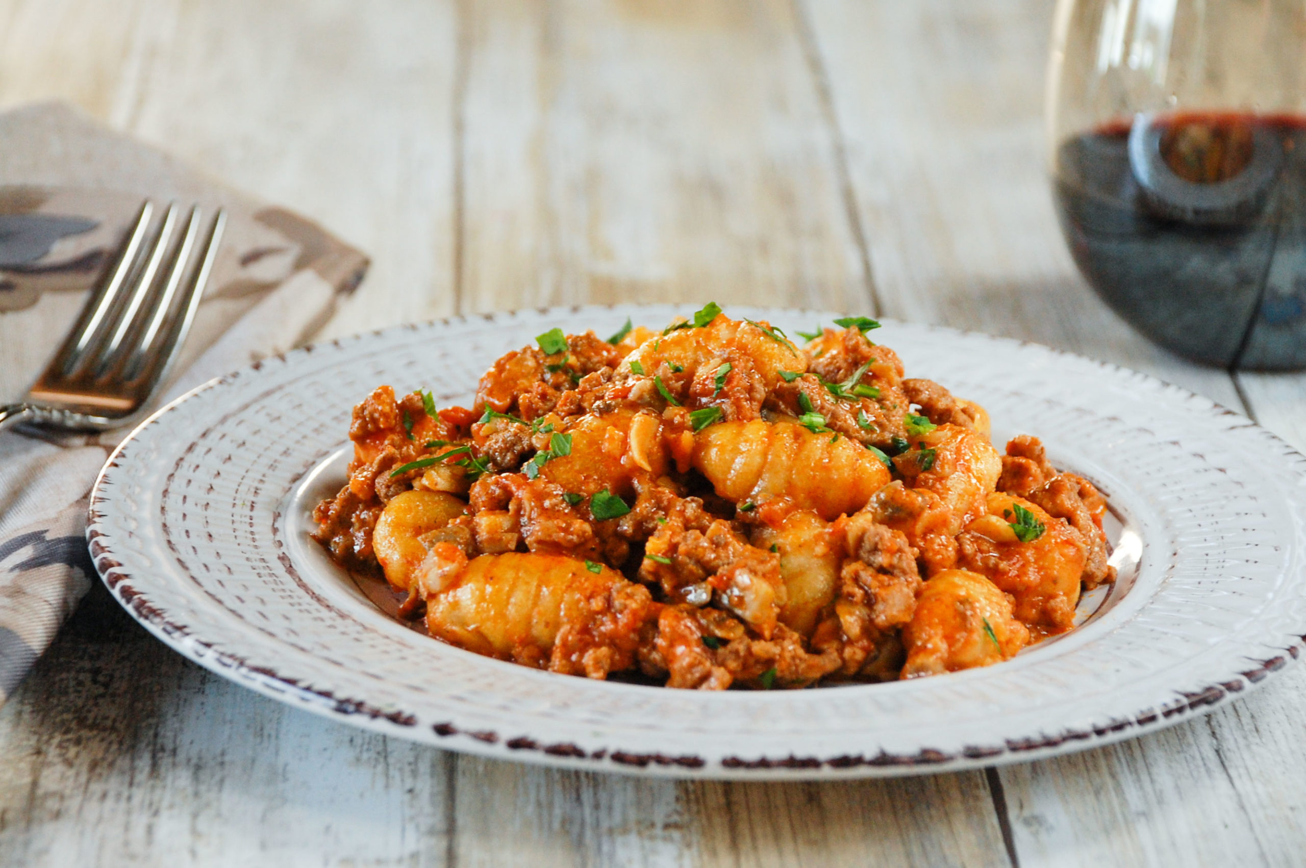 Cauliflower Gnocchi with Easy Bolognese Sauce