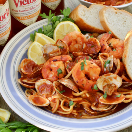 Homemade Seafood Fra Diavolo recipe with Victoria Pasta Sauce!
