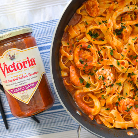 Image of Seafood Pasta in a Victoria Tomato Basil Sauce Recipe